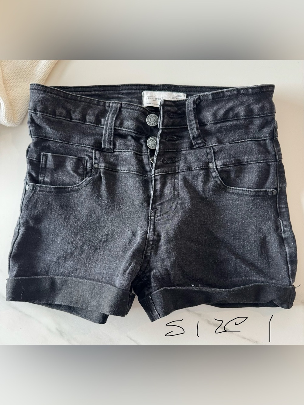 Ardene Black Triple-Button Denim Shorts